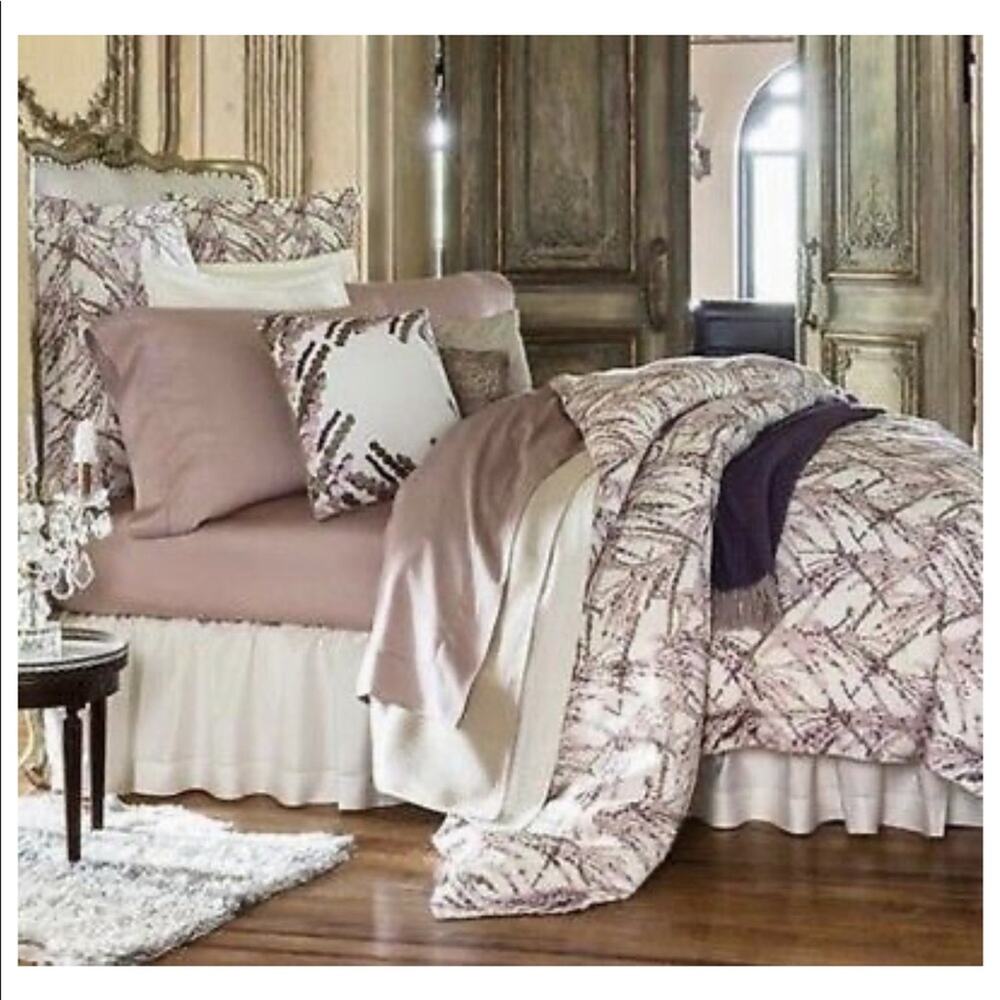 SFERRA Pallina Floral Standard Sham Pillowcase Blossom Floral Linen Bedding